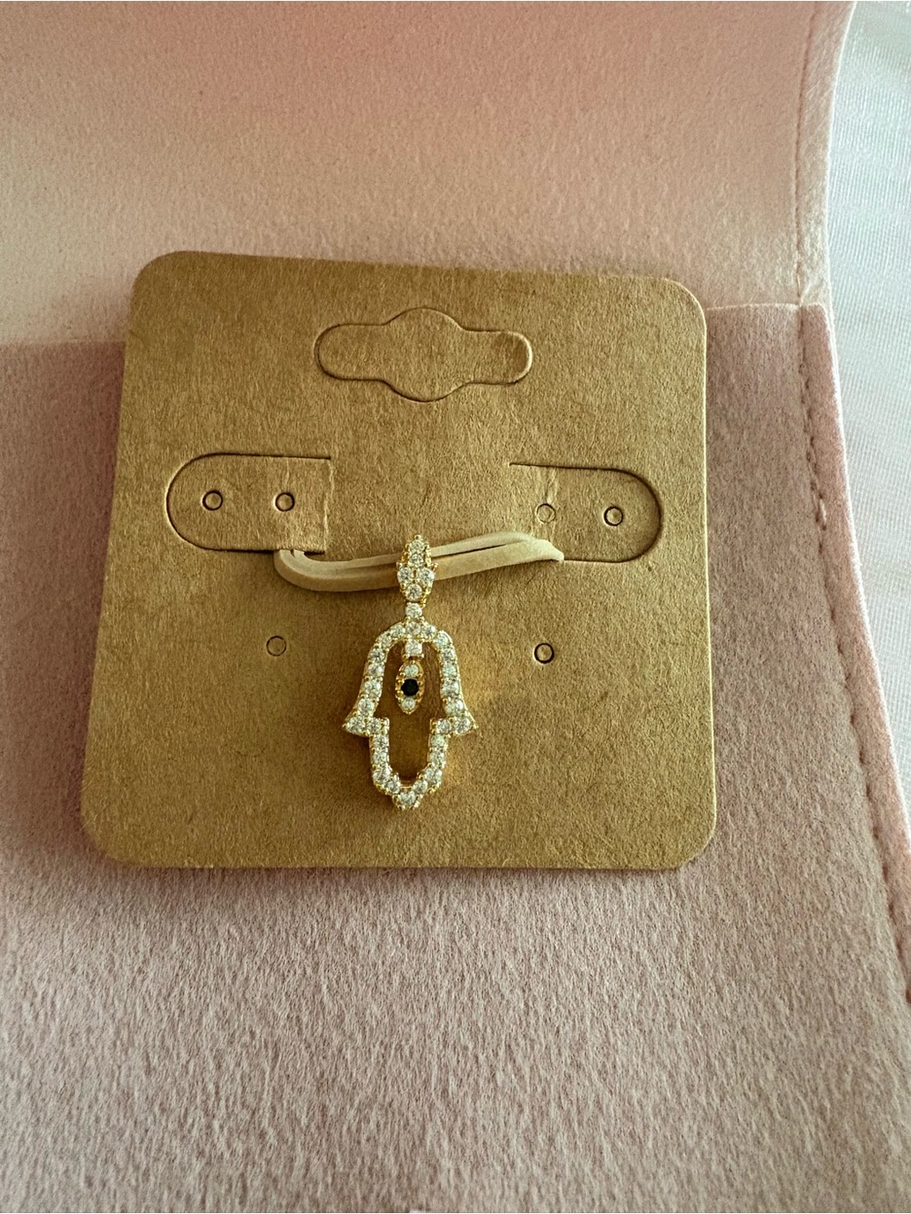 S925 Rose Gold Hamsa Hand Pendant Necklace - Sparkling Cubic Zirconia